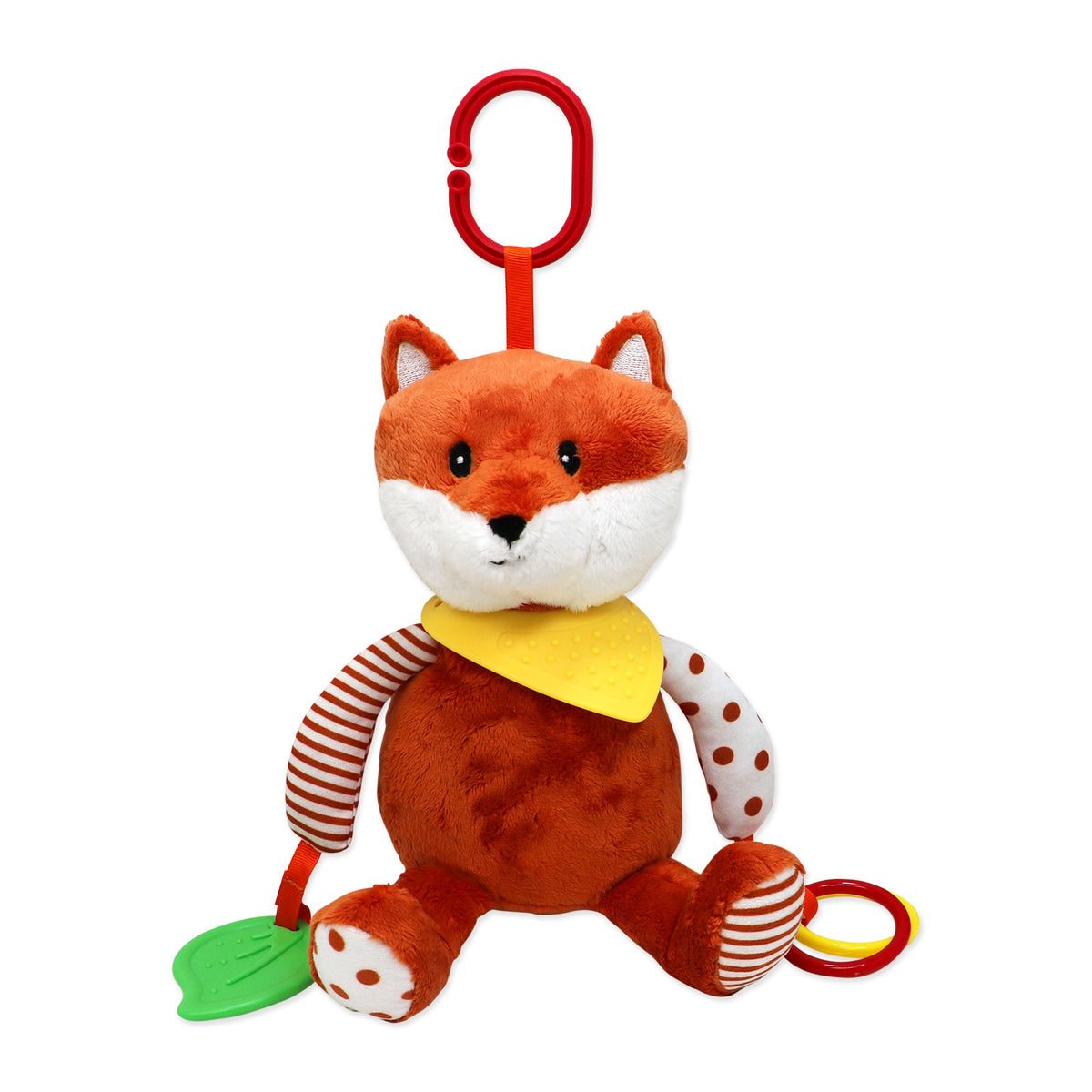 Fox Plush Activity Toy – 100% Polyester Baby Toy with Teether & Rings (0+)