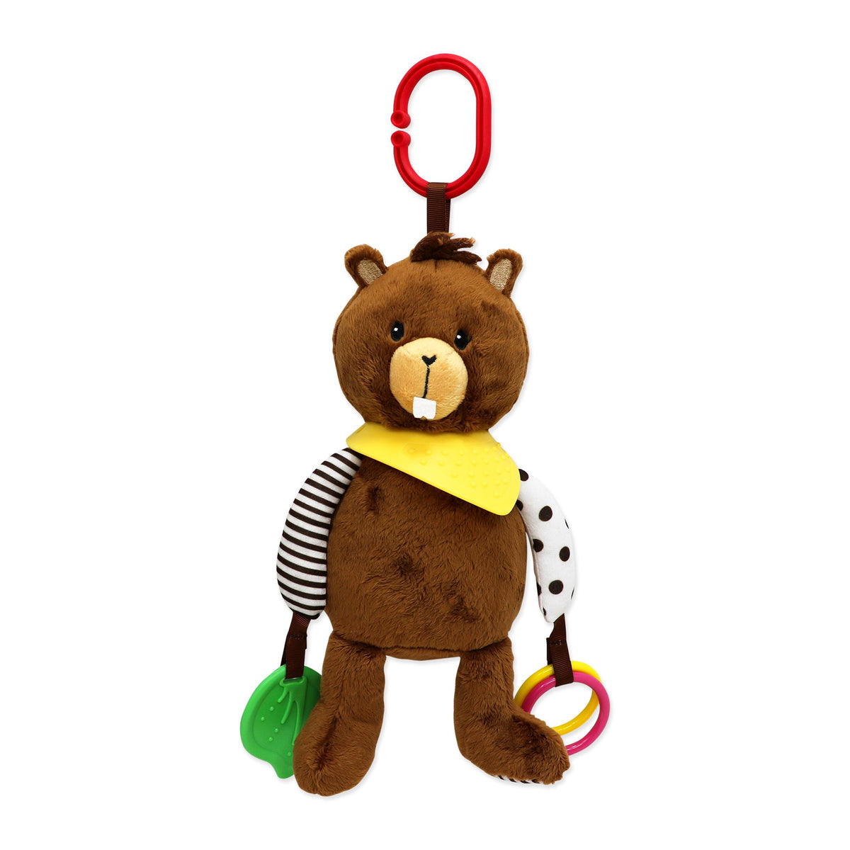 Brown Beaver Plush Activity Toy – 100% Polyester Baby Toy with Teether & Rings (0+)
