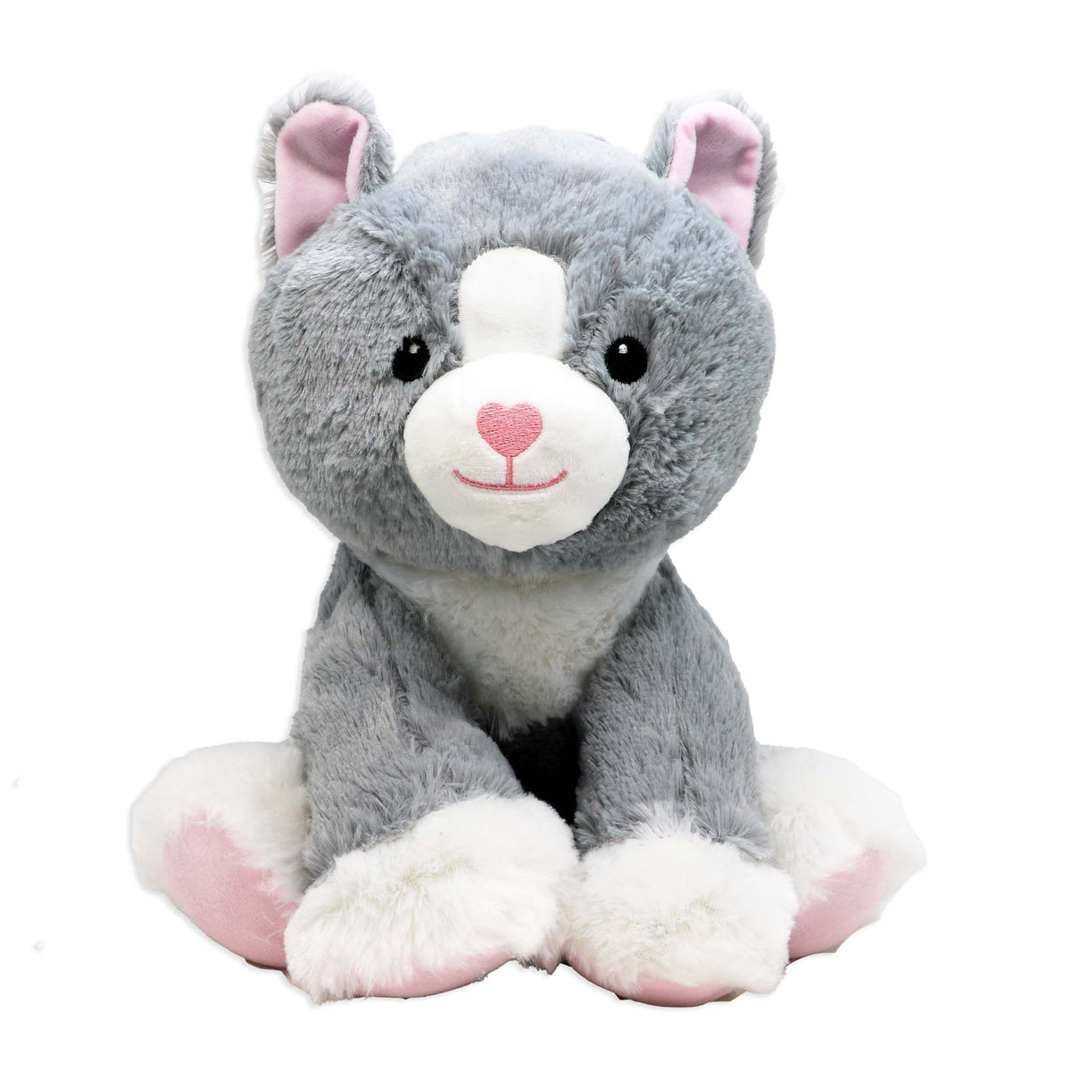 12" Gray Cat Plush Toy – Soft 100% Polyester Stuffed Animal