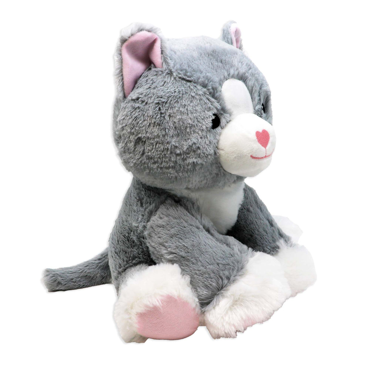 12" Gray Cat Plush Toy – Soft 100% Polyester Stuffed Animal