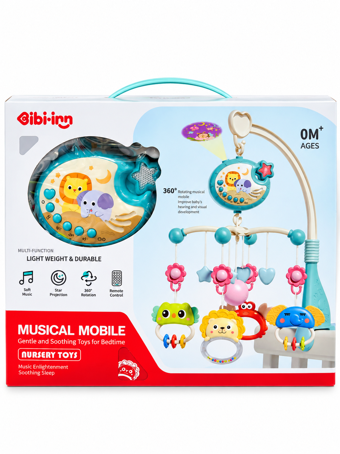 Baby Musical Crib Mobile with Star Projector, Remote Control & 360° Rotation – Newborn Nursery Toy (0M+)
