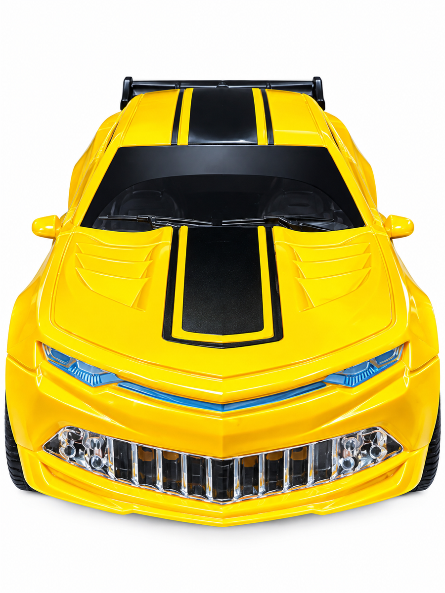 Transforming Robot Sports Car Toy – 2-in-1 Yellow Robot Car with Lights & Sound (3+ Years)
