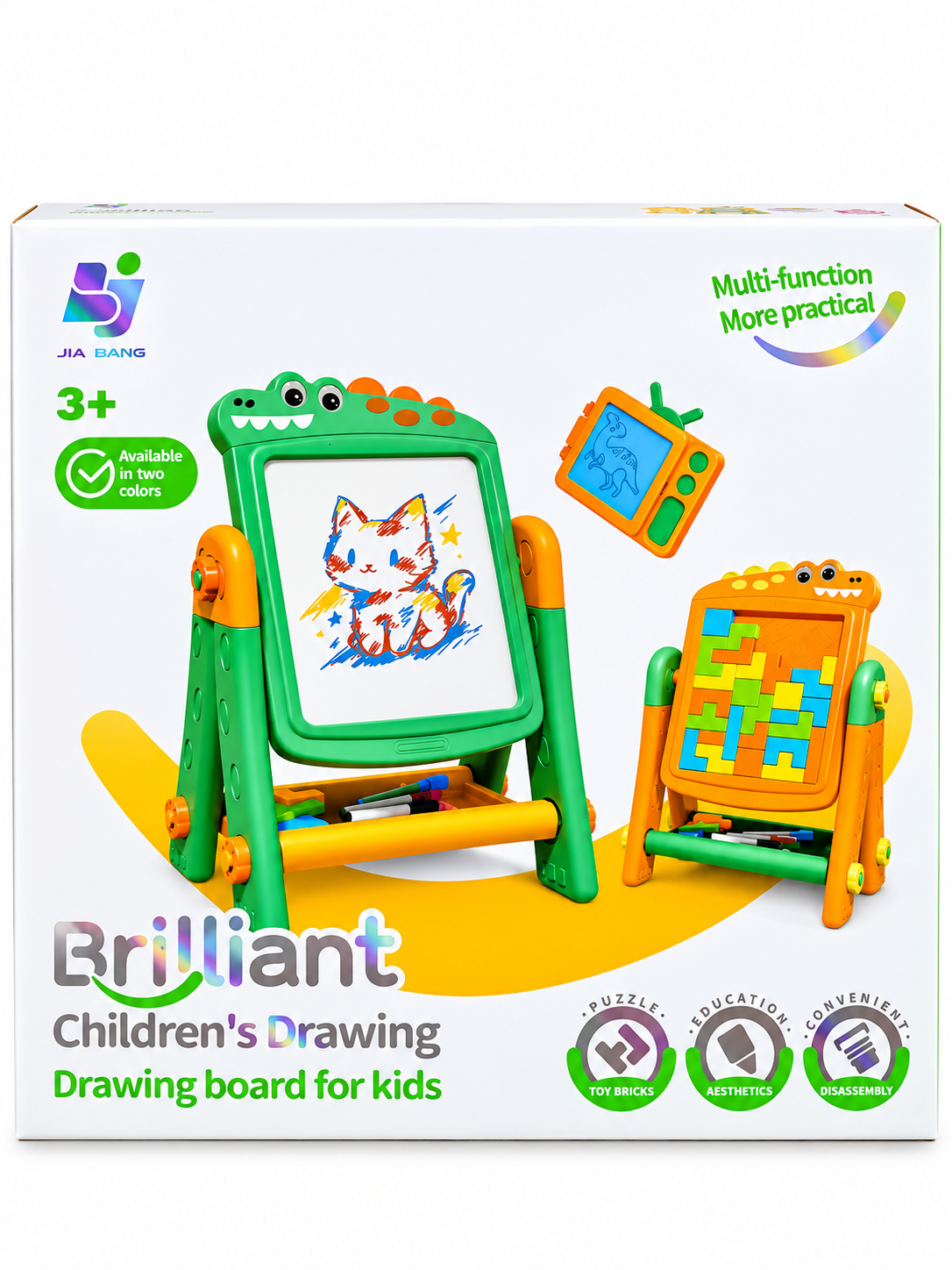 2-in-1 Kids Drawing Board & Puzzle Easel – Dinosaur-Themed Educational Art Toy (3+ Years) SMALL SIZE