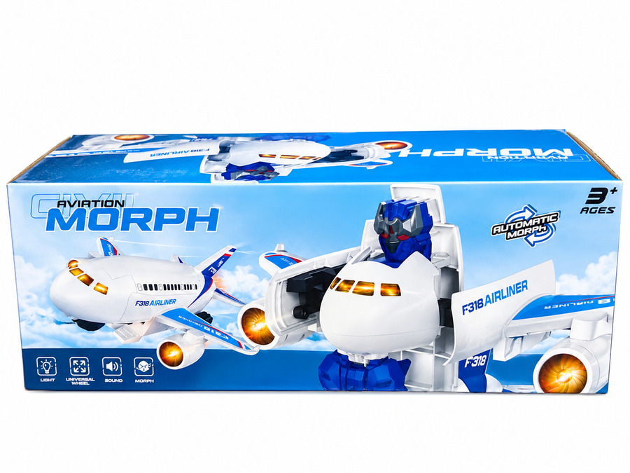 2-in-1 Automatic Morphing Airplane Robot Toy with Lights & Sound (Ages 3+)