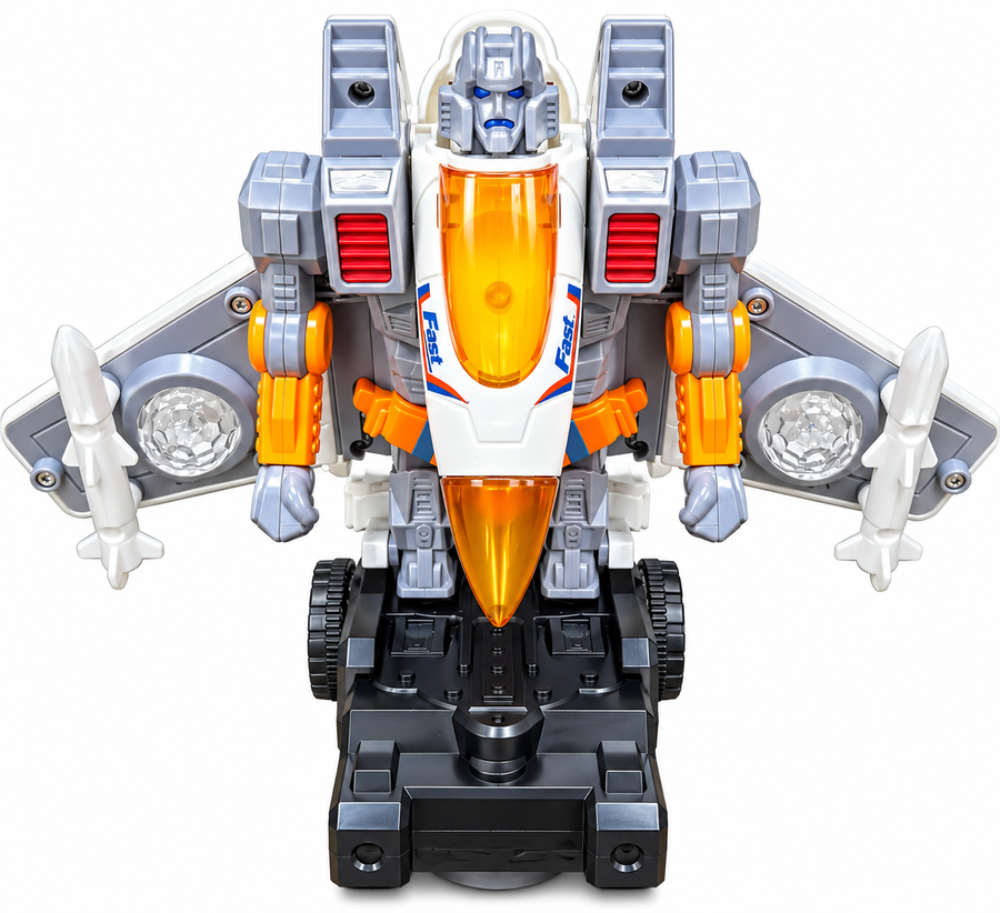 2-in-1 Transforming Robot Aircraft Toy – Fighter Jet & Robot with LED Lights and Sound