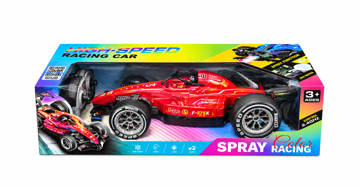 High-Speed Formula 1 RC Racing Car – Spray, Lights & Music | Red BLUE GREY
