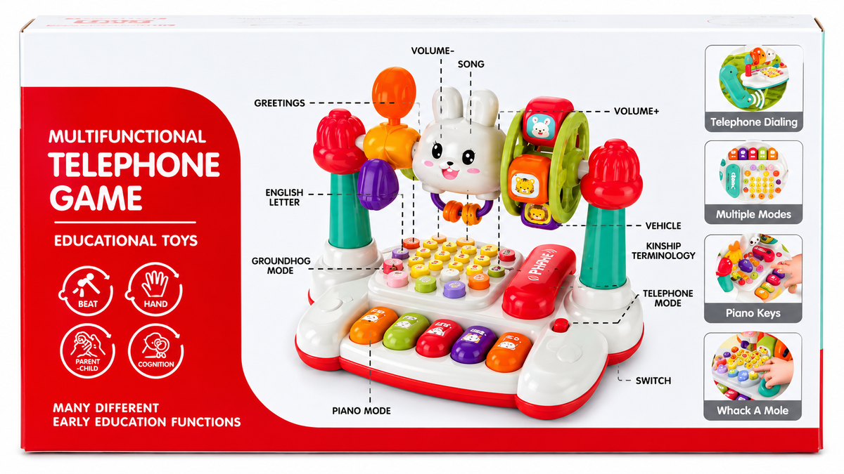 Multifunctional Educational Telephone Game – Interactive Learning Toy with Piano, Music & Whack-A-Mole