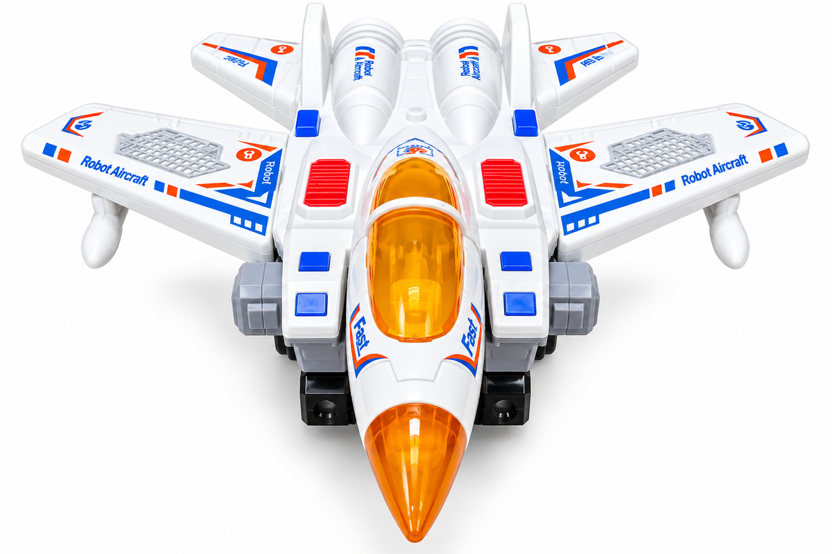 2-in-1 Transforming Robot Aircraft Toy – Fighter Jet & Robot with LED Lights and Sound