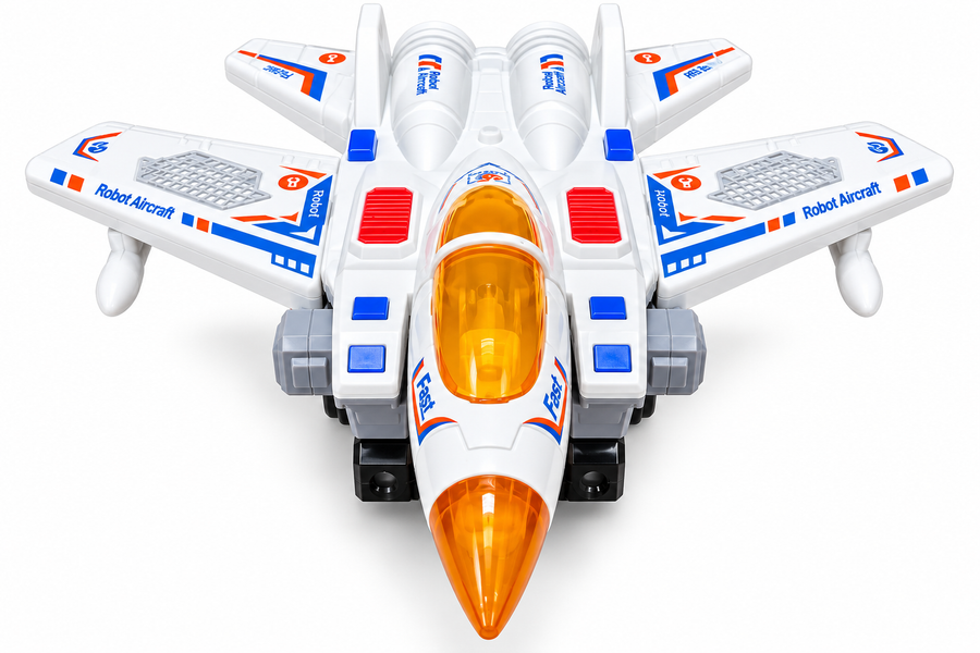2-in-1 Transforming Robot Aircraft Toy – Fighter Jet & Robot with LED Lights and Sound
