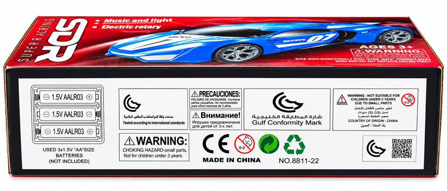 360° Rotating Super Racing Sports Car Toy – Electric Stunt Car with LED Lights & Music