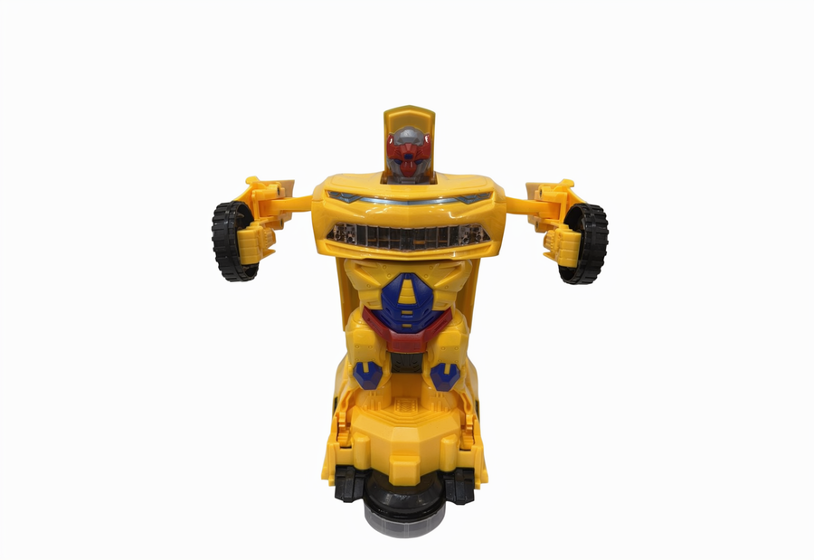 Transforming Robot Sports Car Toy – 2-in-1 Yellow Robot Car with Lights & Sound (3+ Years)