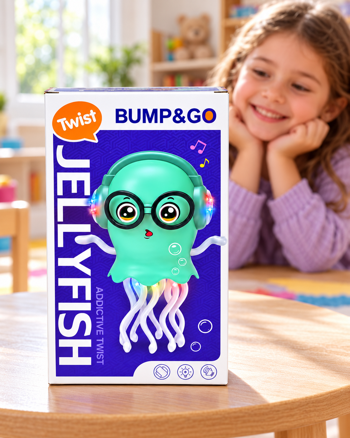 Dancing Jellyfish Toy – Bump & Go Musical LED Light-Up Jellyfish