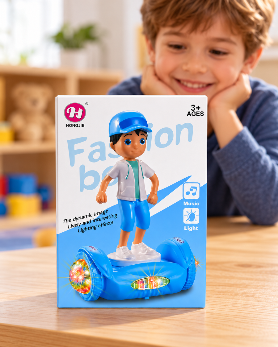 Fashion Boy Hoverboard Toy – Music & Light-Up Wheels (Ages 3+)