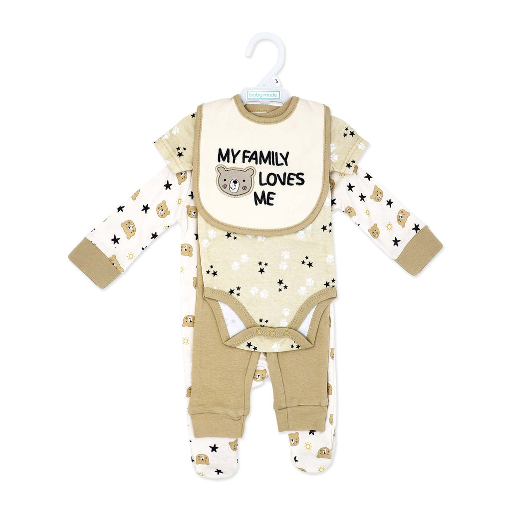 Bear 4 Piece Baby Outfit Set – 100% Cotton