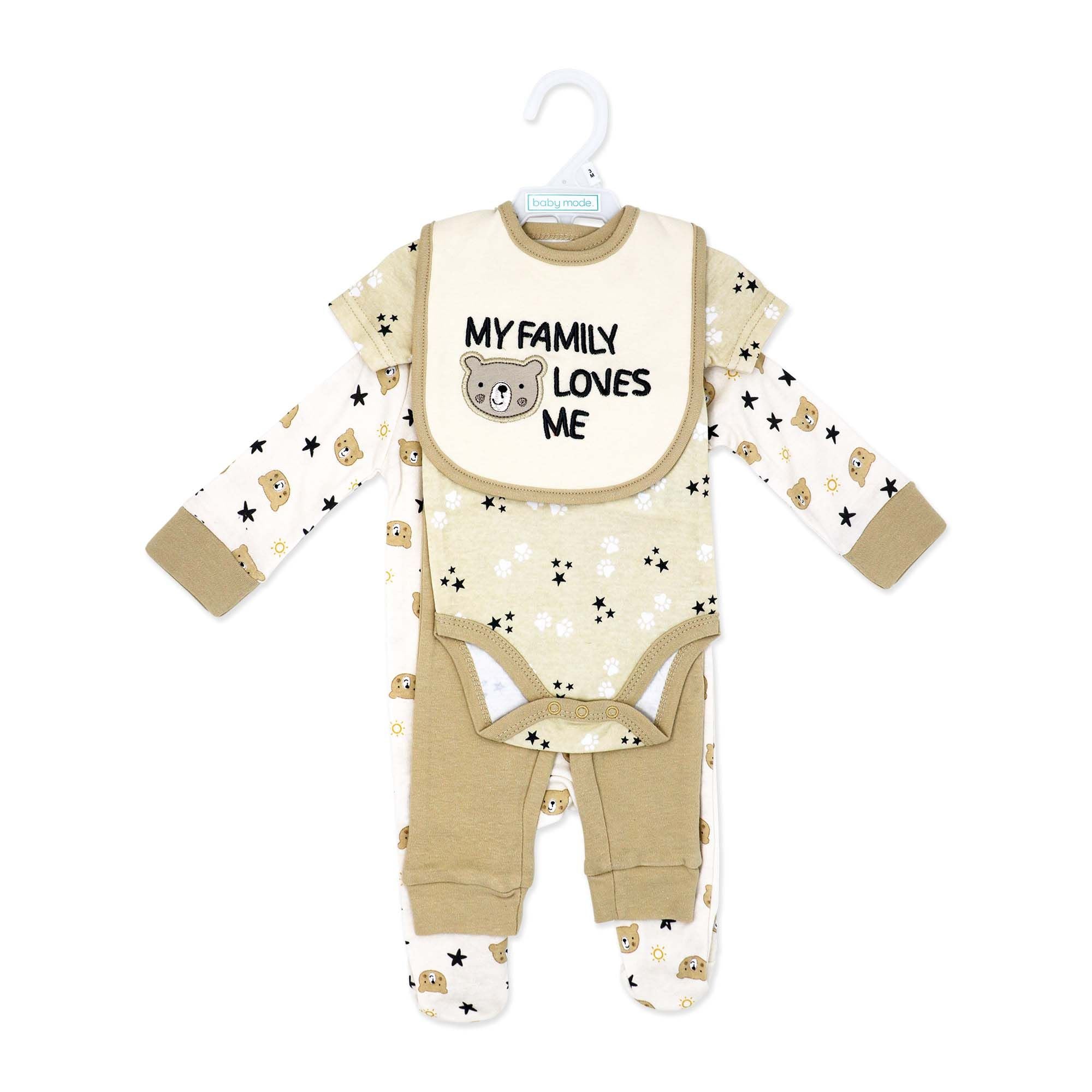 Bear 4 Piece Baby Outfit Set – 100% Cotton