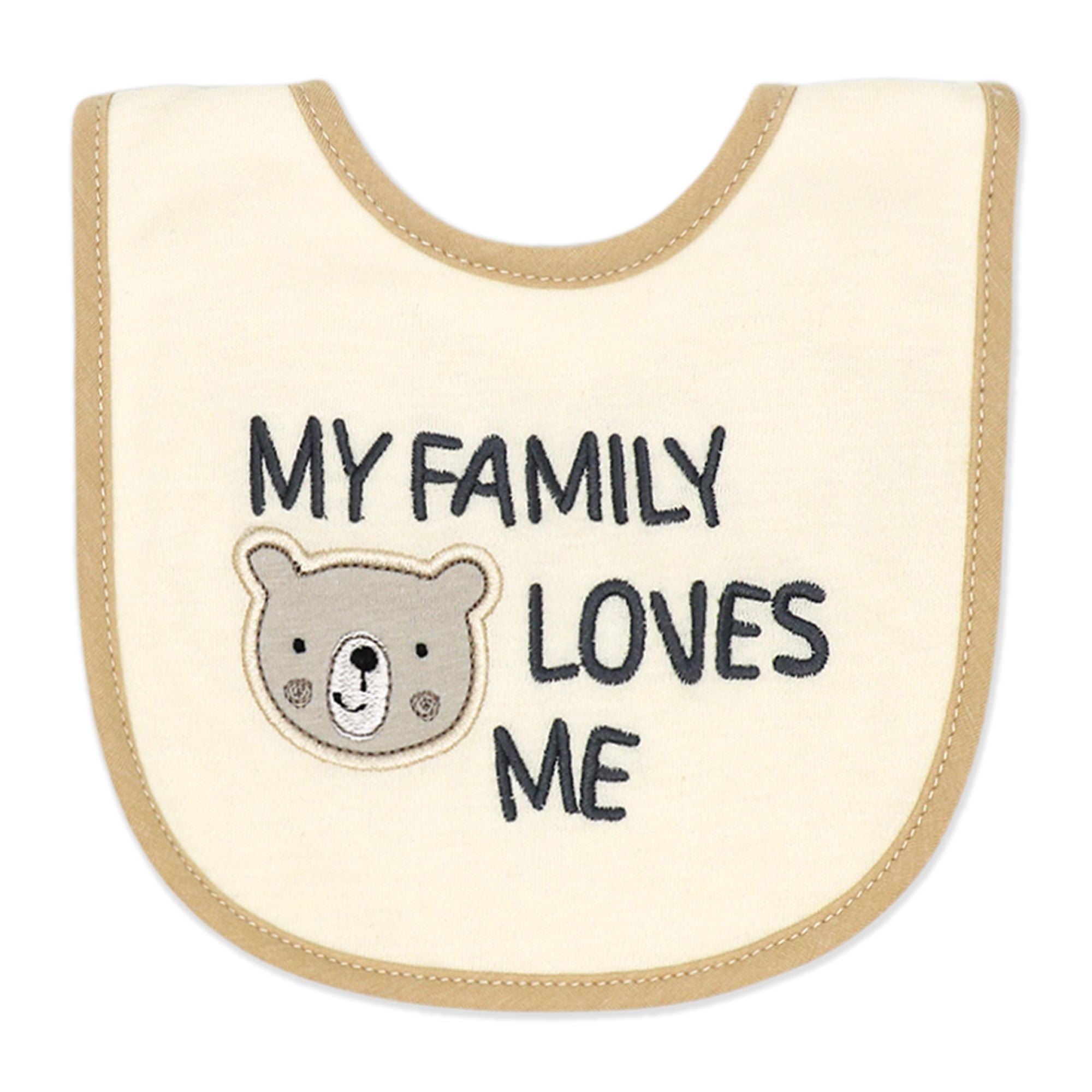 Bear Print Baby Bibs & Socks Set – 3 Bibs + 2 Socks, Soft Cotton Blend