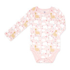 Pink Llama Print Long Sleeve Baby Bodysuit-100% Cotton