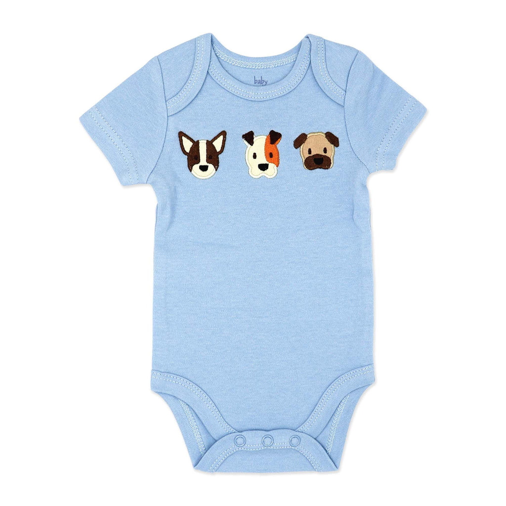 Blue Puppy Print Baby Bodysuit-100% Cotton