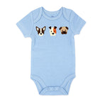 Blue Puppy Print Baby Bodysuit-100% Cotton