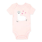Pink Llama Print Baby Bodysuit – 100% Cotton Short Sleeve
