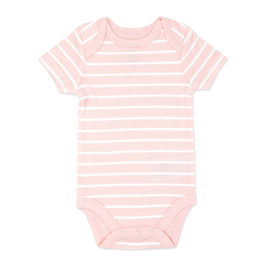 Pink & White Striped Baby Bodysuit – 100% Cotton