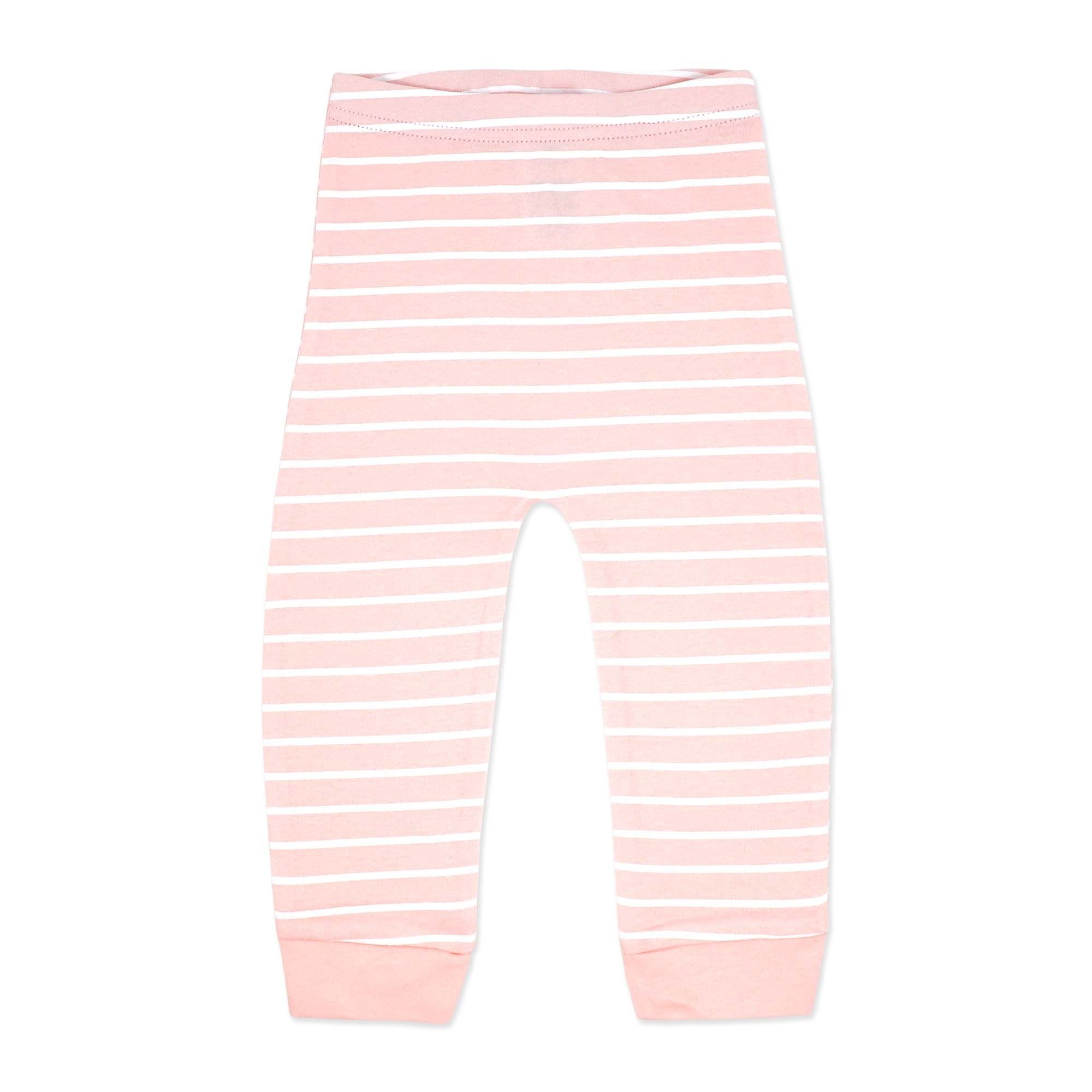 Pink Striped 100% Cotton Baby Pajama Pants – Soft Elastic Waist Sleep Bottoms