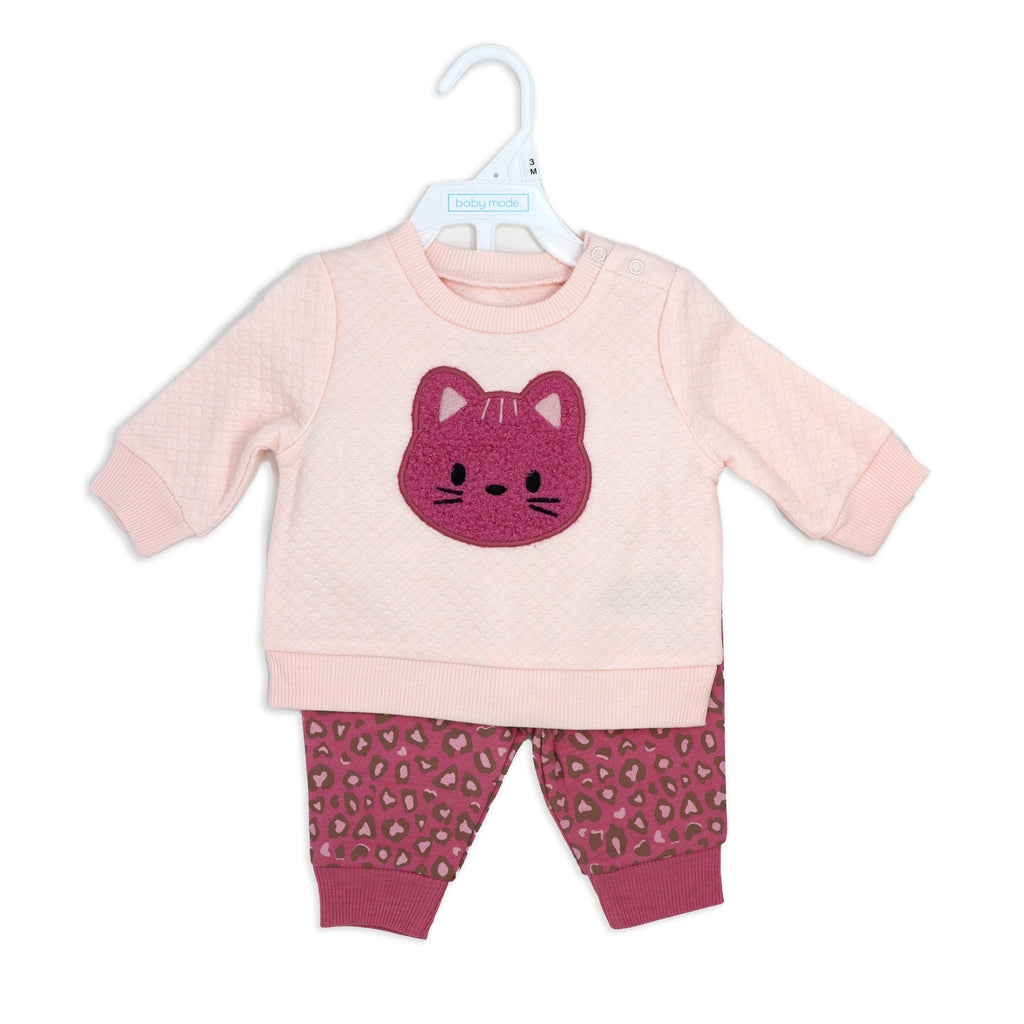 Pink Cat 2 Piece Baby Pajama Set