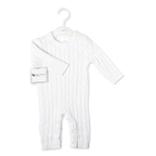 White Cable Knit Baby Romper – 100% Cotton