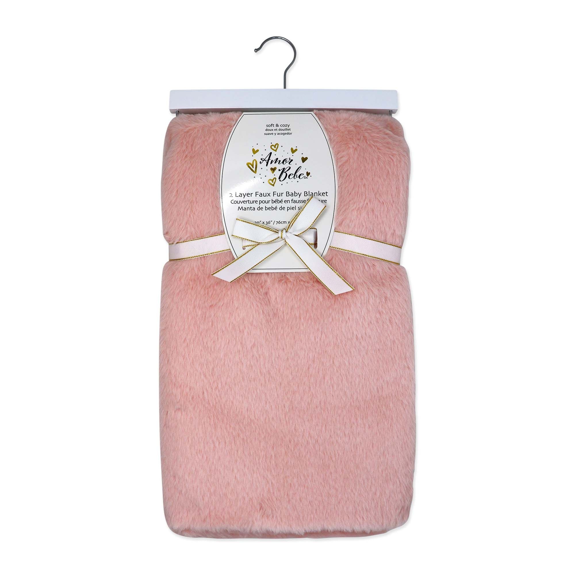 2-Layer Luxury Faux Fur Baby Blanket & Neck Pillow Set – 100% Polyester