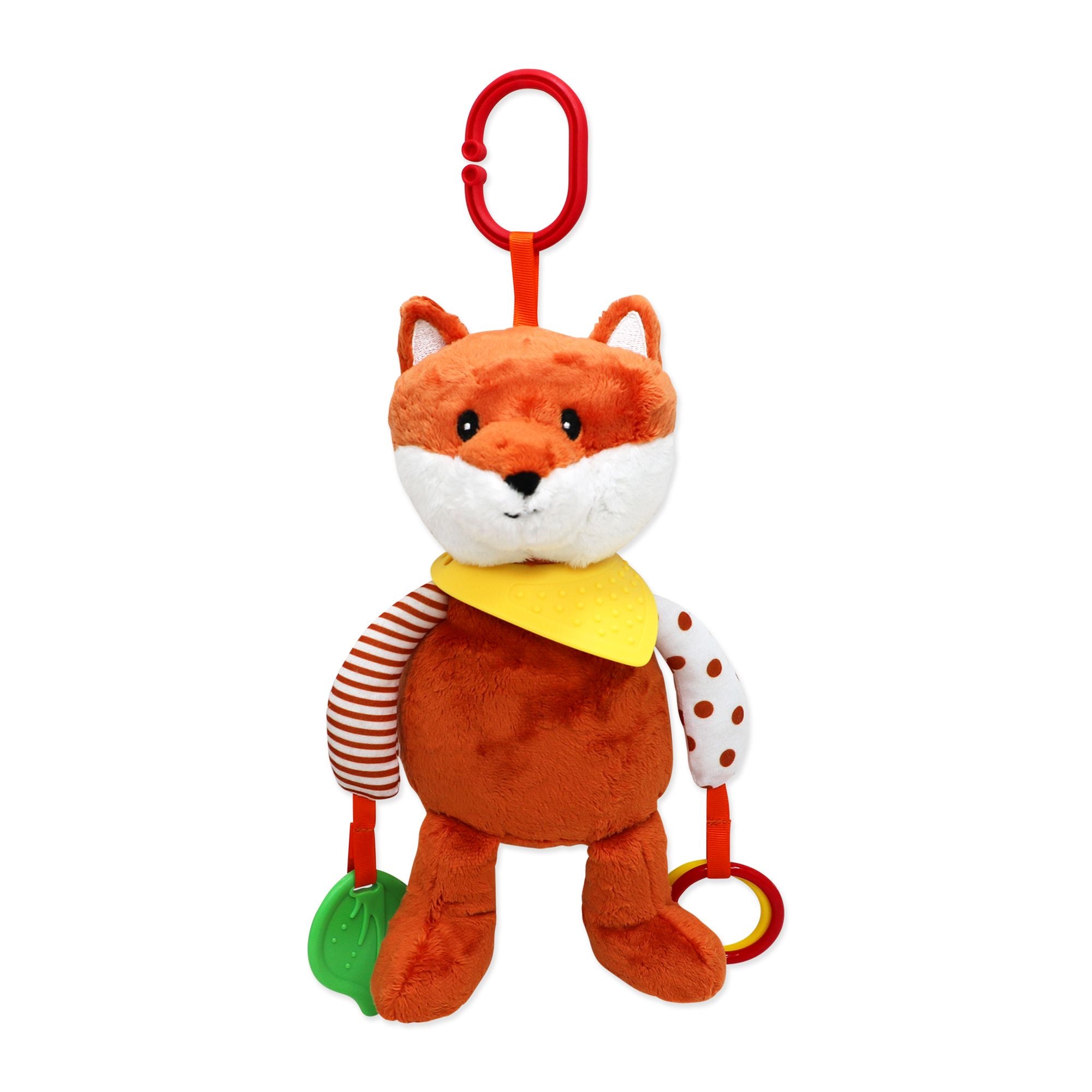 Fox Plush Activity Toy – 100% Polyester Baby Toy with Teether & Rings (0+)