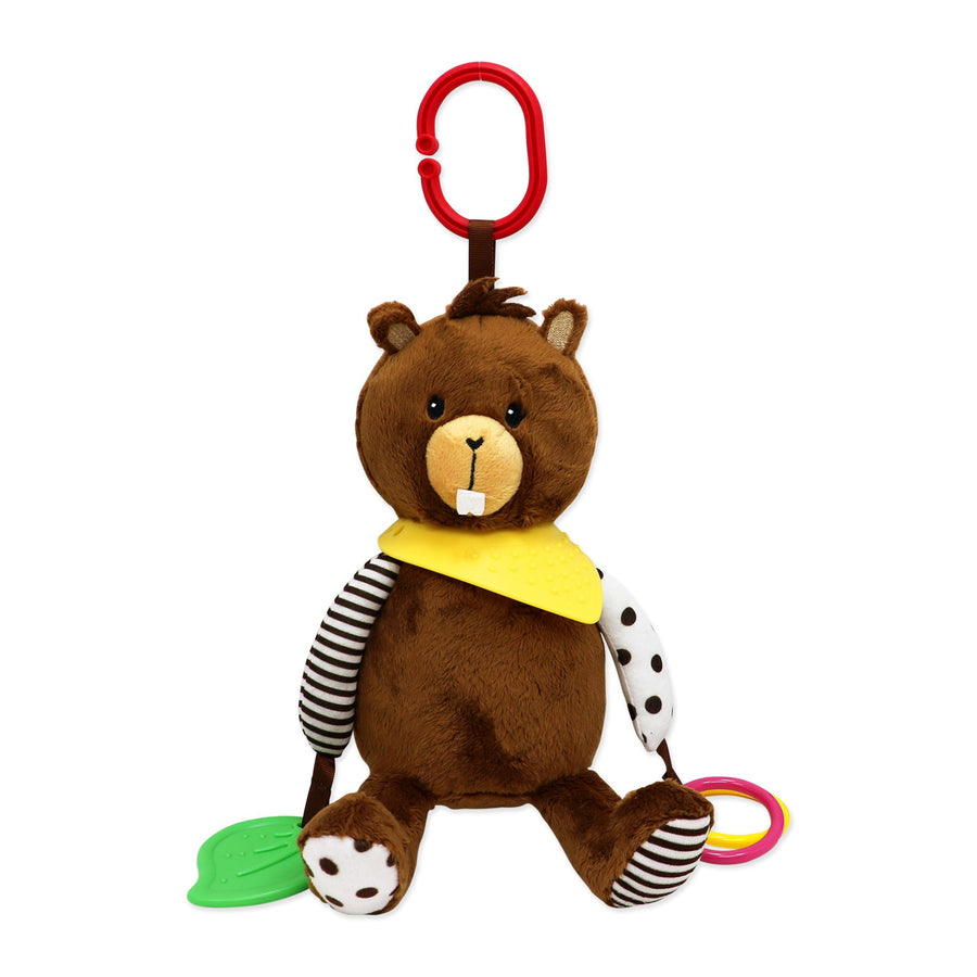 Brown Beaver Plush Activity Toy – 100% Polyester Baby Toy with Teether & Rings (0+)