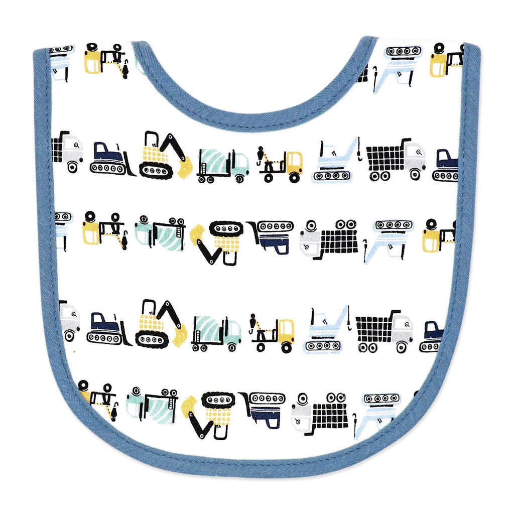 Construction Trucks Baby Bibs 4-Pack – Soft Cotton Blend Feeding Bib Set