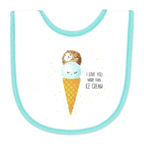 Ice Cream Baby Bibs 4-Pack – Soft Cotton Blend Terry Back Feeding Bib Set