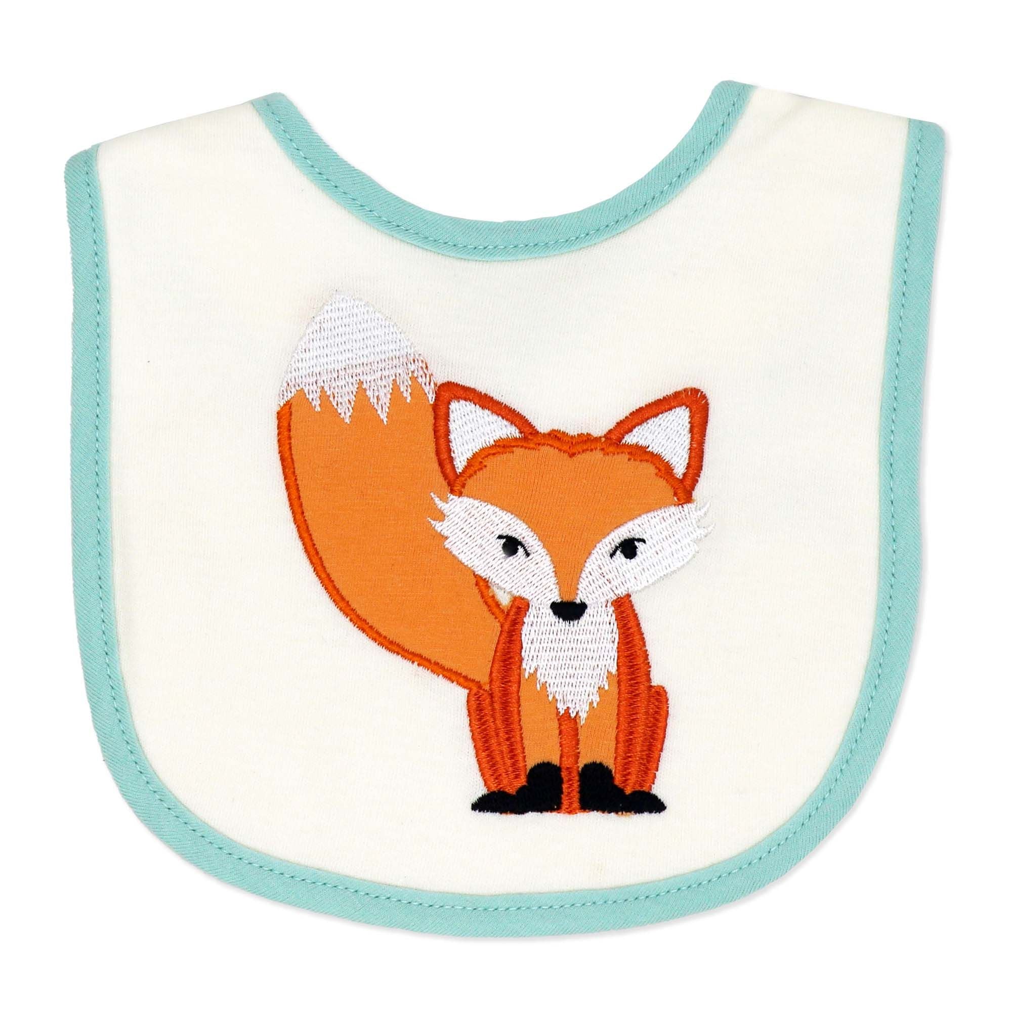 Fox Print Baby Bibs 4-Pack – Soft Cotton Blend Feeding & Drool Bib Set
