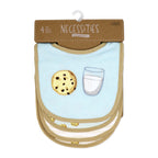 Milk & Cookies Baby Bibs 4-Pack – Soft Cotton Blend Front with Terry Backing