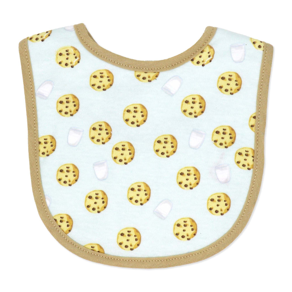Milk & Cookies Baby Bibs 4-Pack – Soft Cotton Blend Front with Terry Backing