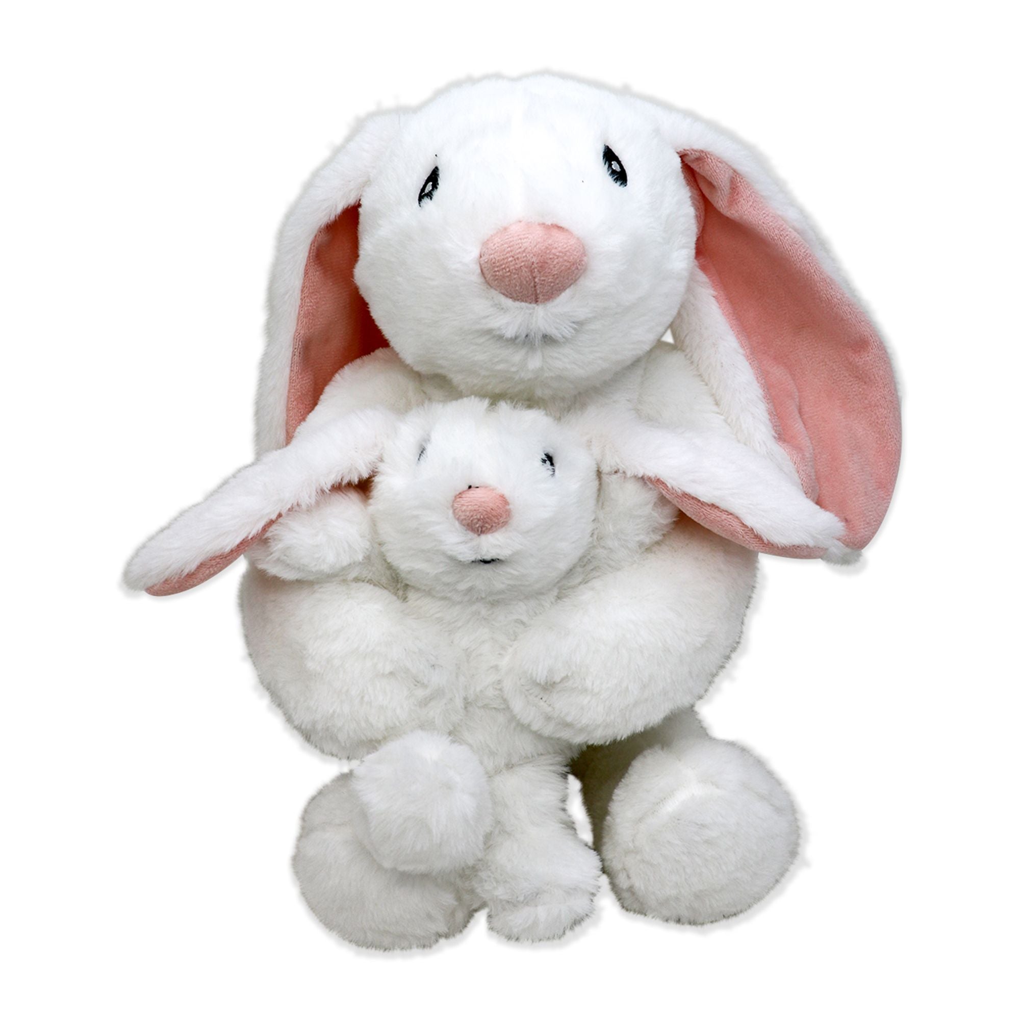 12" Mommy & Baby Bunny Plush Toy – Soft 100% Polyester Stuffed Animal Set