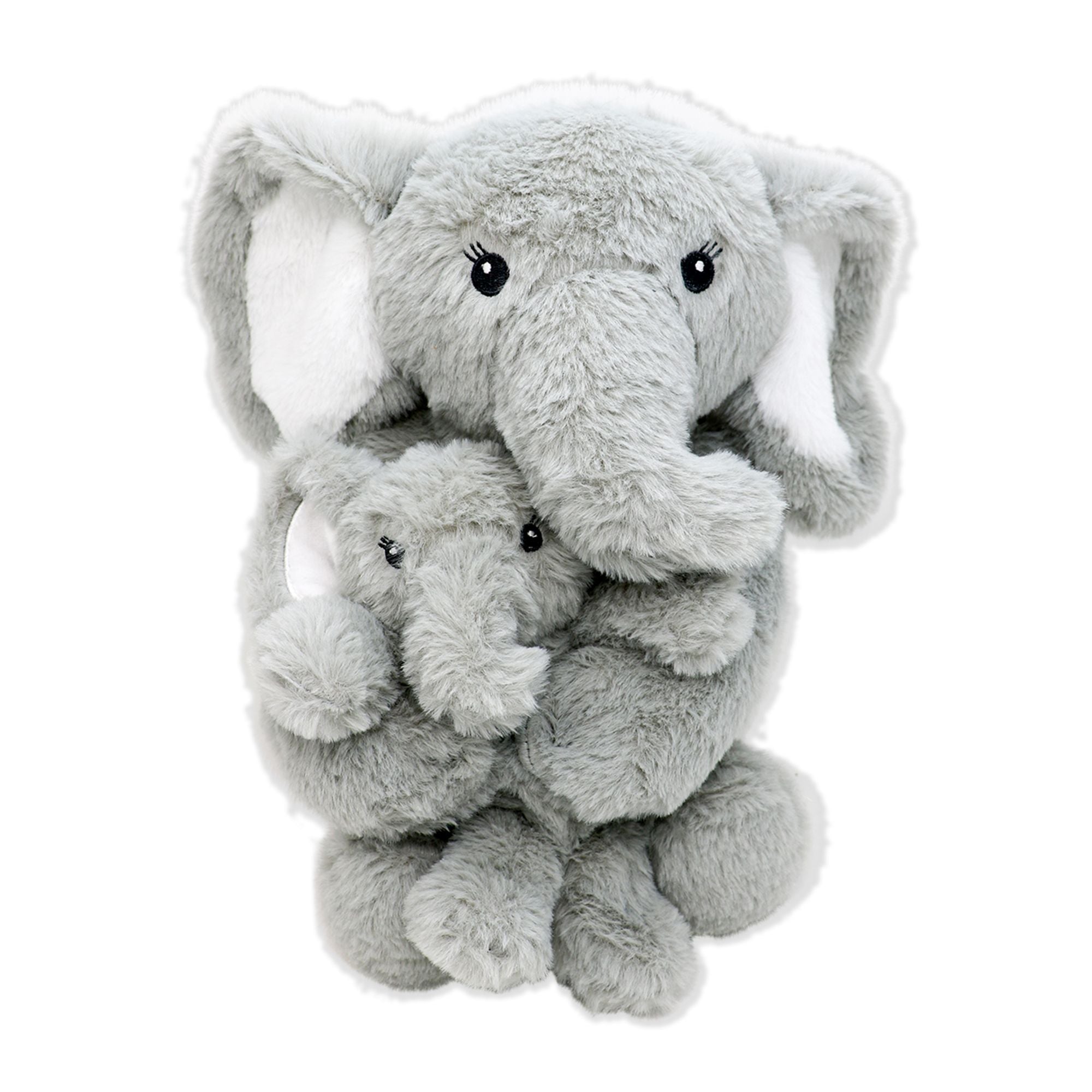 12" Mommy & Baby Elephant Plush Toy – Soft 100% Polyester Stuffed Animal Set