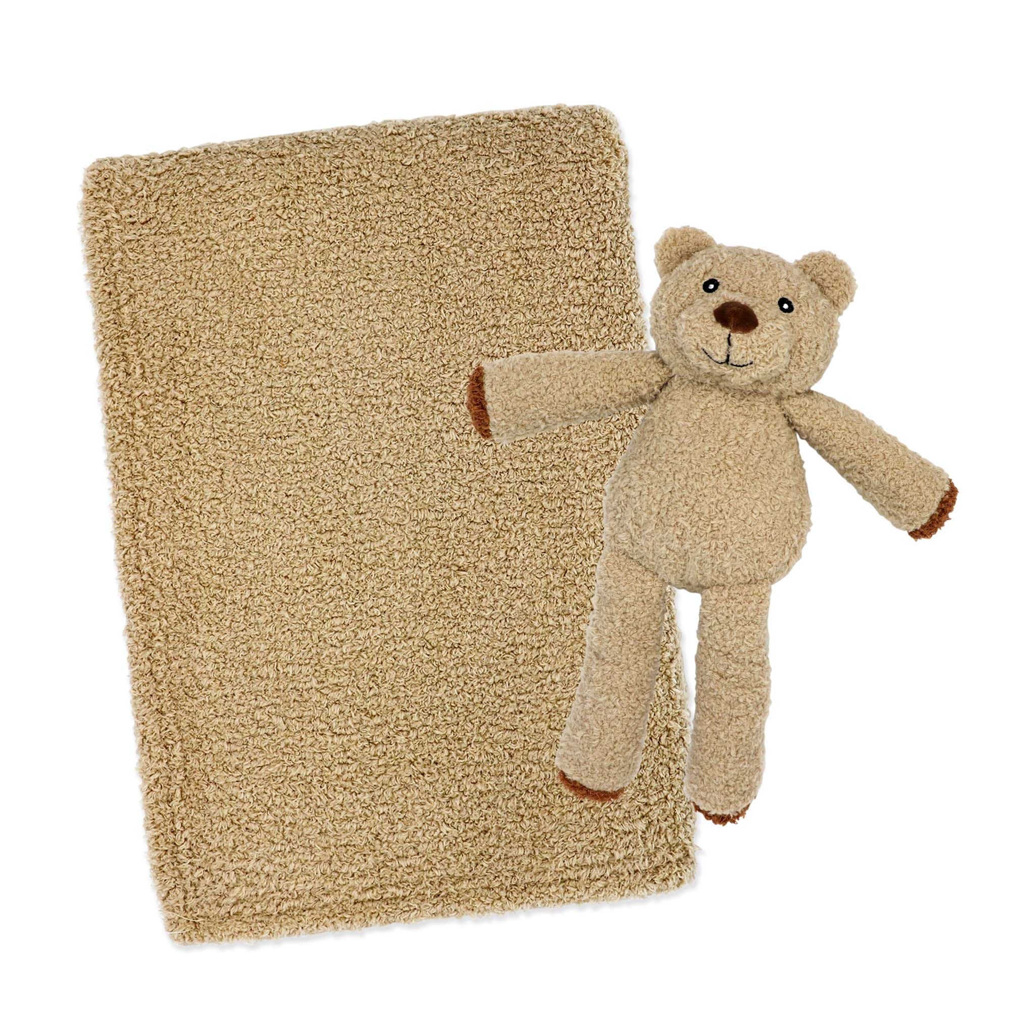 Brown Dog Chenille Baby Blanket & Plush Toy Set – 100% Polyester, 30" x 36"