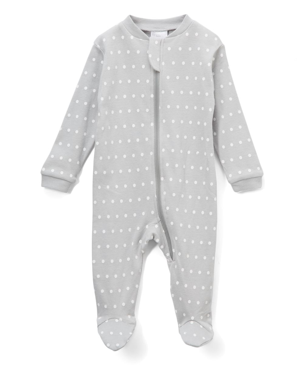 Grey Polka Dot Baby Sleeper-100% Cotton