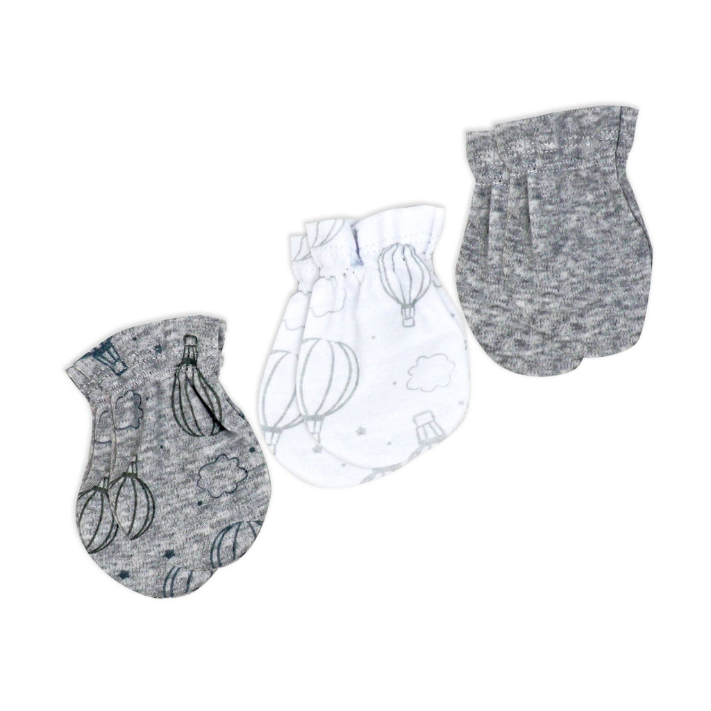 100% Organic Cotton Baby Hats & Mittens Set 0–6M – 2 Caps + 3 Scratch Mitts