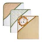 6-Piece Green Lion Baby Bath Set – 3 Hooded Towels, 3 Washcloths & BPA-Free Bath Toys, 100% Polyester