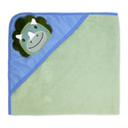 6-Piece Blue Dino Baby Bath Set – 3 Hooded Towels & 3 Washcloths, 100% Polyester