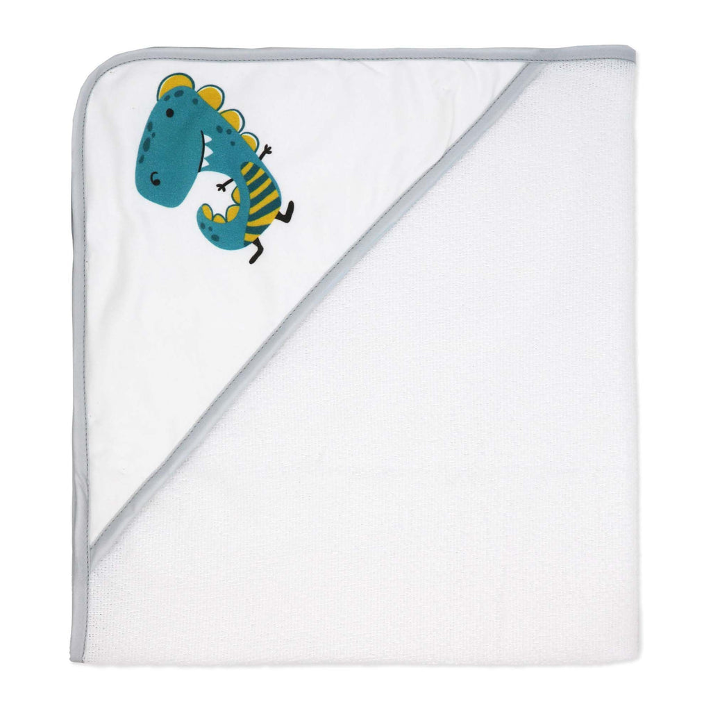 Dinosaur Baby Bath Set – 100% Polyester Hooded Towel, Washcloths & BPA-Free Bath Toys
