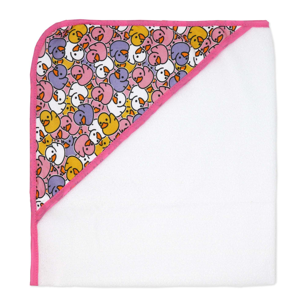 Duck Baby Bath Set – 100% Polyester Hooded Towel, Washcloths & BPA-Free Bath Toys