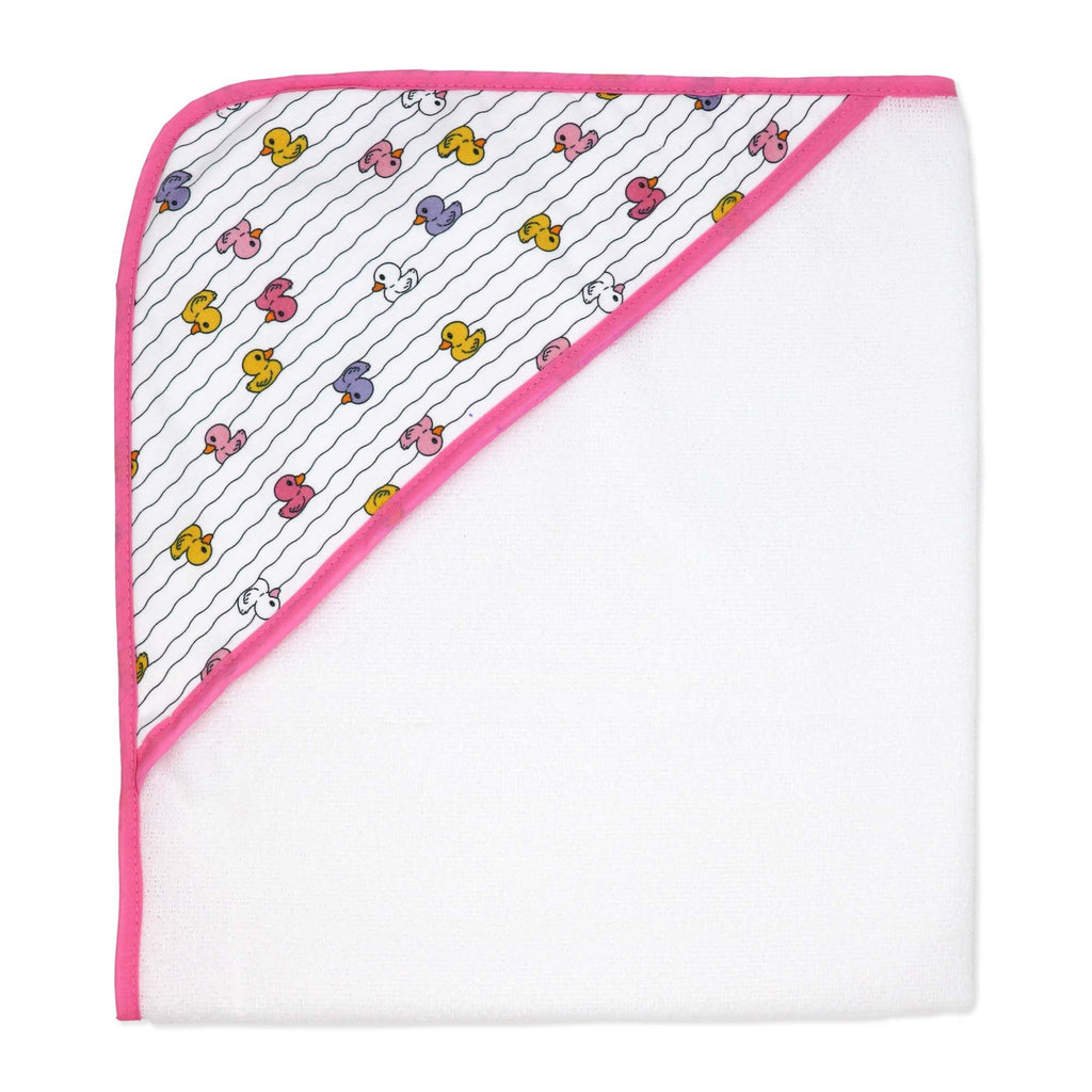 Duck Baby Bath Set – 100% Polyester Hooded Towel, Washcloths & BPA-Free Bath Toys