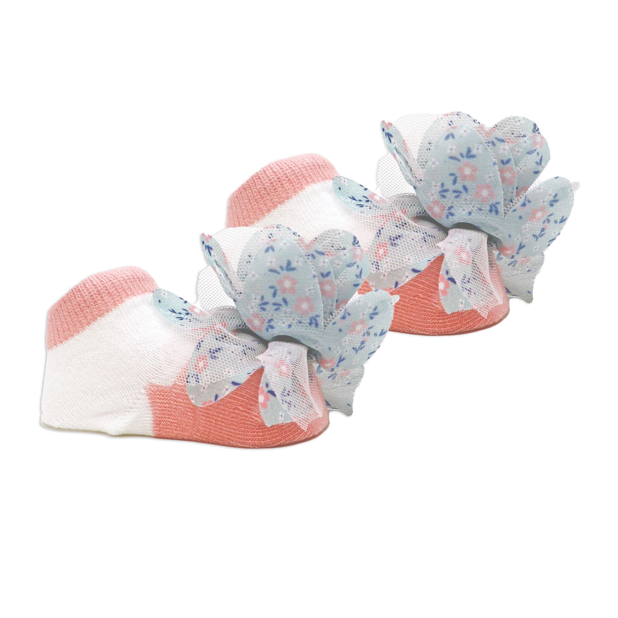 Baby Girl Chiffon Flower Headbands & Socks Set 0–6M – 2 Headbands + 1 Pair Socks