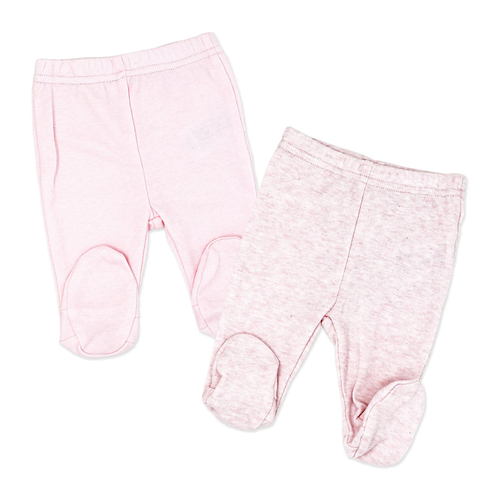 2-Pack 100% Organic Cotton Baby Footed Pajama Pants – Pink Sleep Bottoms