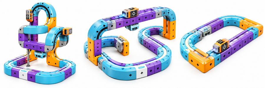 Shop Magnetic Track Go! DIY STEM Racing Track Set at Junioroom Canada. A creative magnetic building toy featuring loops, vertical racing, and educational fun for kids ages 3+.