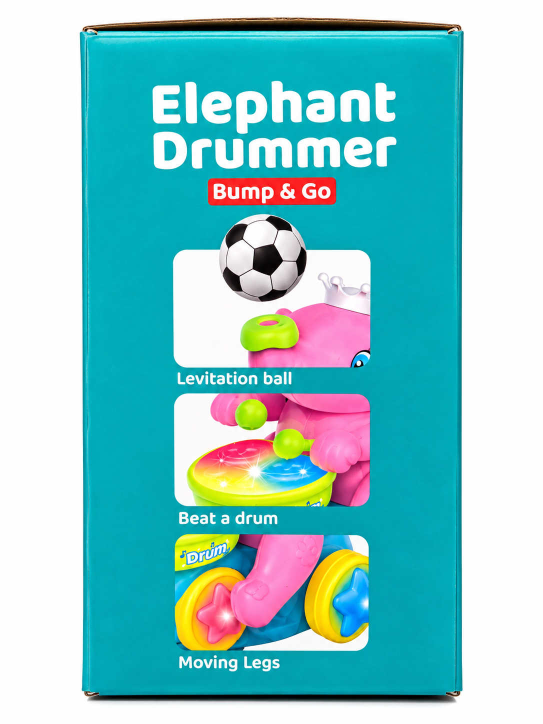 Elephant Drummer Bump &amp; Go Musical Toy – Interactive Light-Up Elephant for Kids (3+ Years